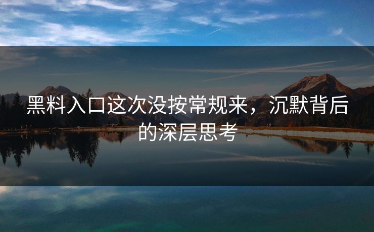 黑料入口这次没按常规来，沉默背后的深层思考