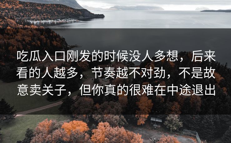 吃瓜入口刚发的时候没人多想，后来看的人越多，节奏越不对劲，不是故意卖关子，但你真的很难在中途退出