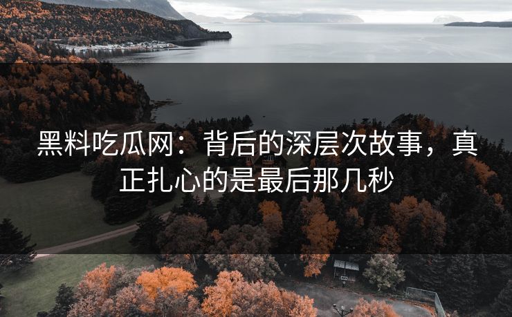 黑料吃瓜网：背后的深层次故事，真正扎心的是最后那几秒