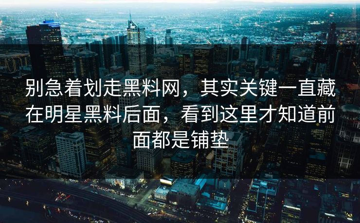 别急着划走黑料网，其实关键一直藏在明星黑料后面，看到这里才知道前面都是铺垫
